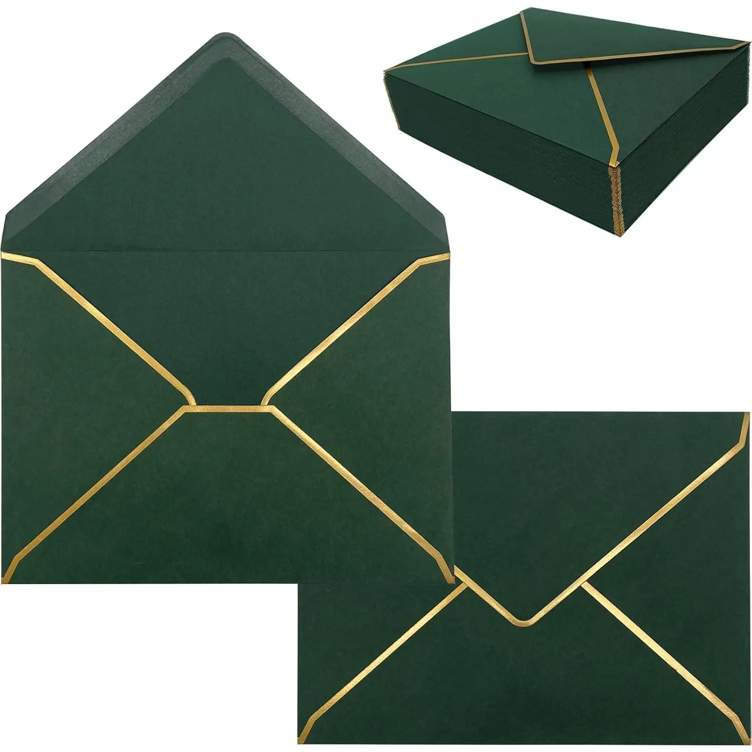 50 Pack 5x7 Envelopes for Invitations with  Border, Self Adhesive A7 Envelopes with V-Flap for Greeting Cards, Invitation Envelopes for Wedding, Graduation,  Shower, Party (Dark Blue)