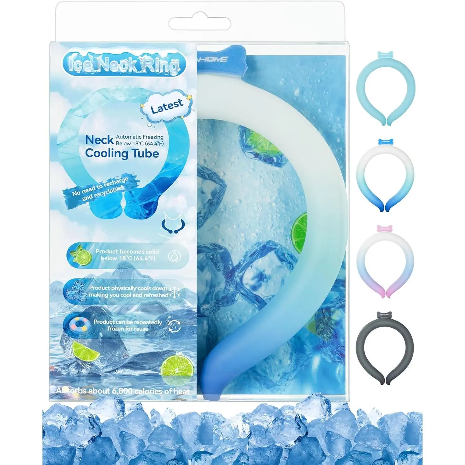 Neck Cooling Tube Wraps Ice Ring Neck Cooler Personal Ice Pack Wrap  Hot Weather Gel Reusable Wearable Gel Cooling  Summer Heat Hot Flashes Freezer Below 64.4 ℉