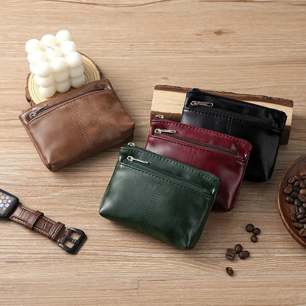 Handmade Soft Faux Leather Mini Coin Purse - Minimalist Decluttering Zippered Top Card Holder, Multi-use Wallet for Driver License, Bus Card (Sports & Outdoor Essentials)
