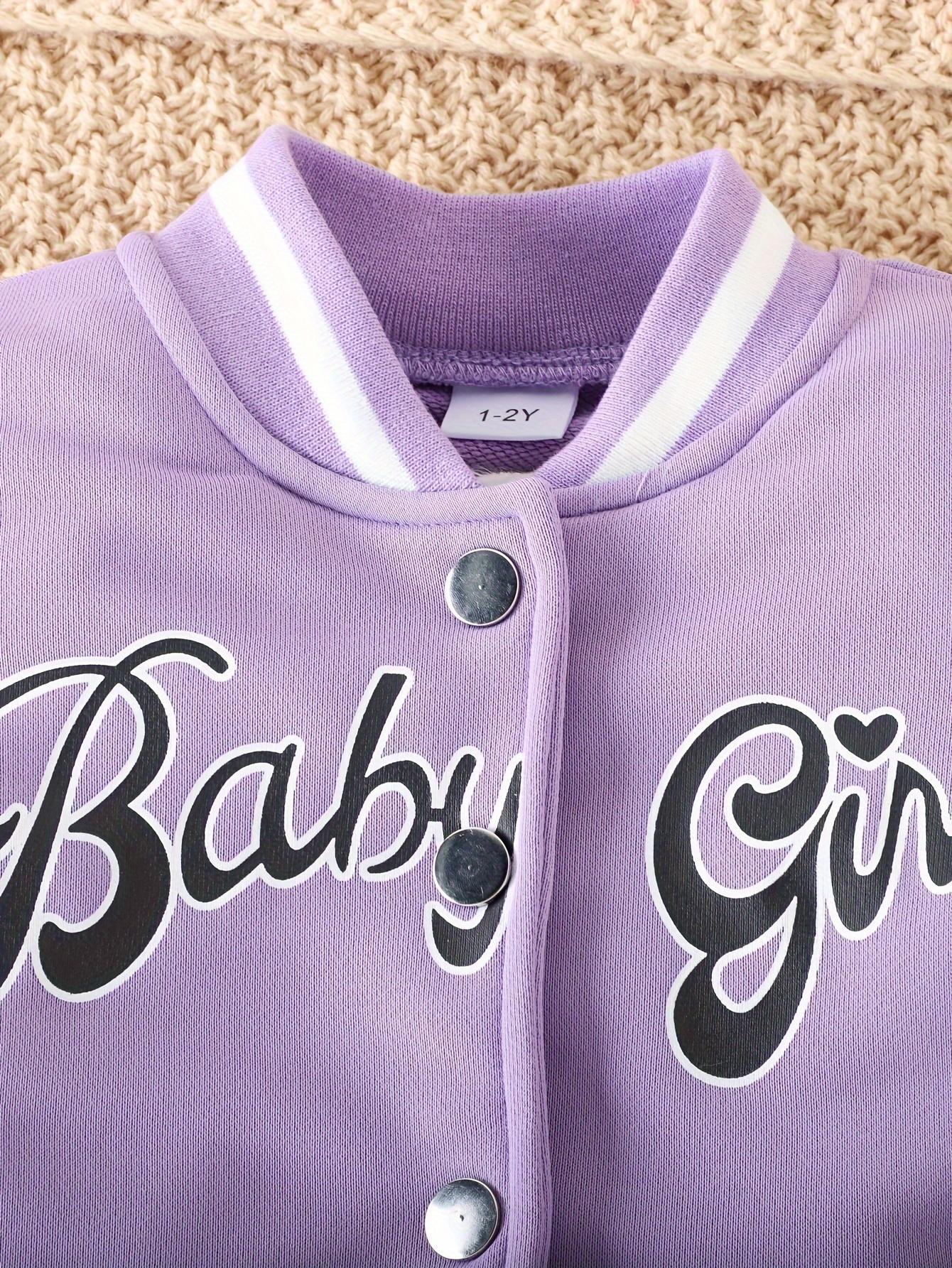 Kids Clothing Girls 2-Piece Preppy Look Set, Cotton Blend Baseball Jacket with Printed Letters + Pleated Skirt, Outdoor & Party Wear Gift