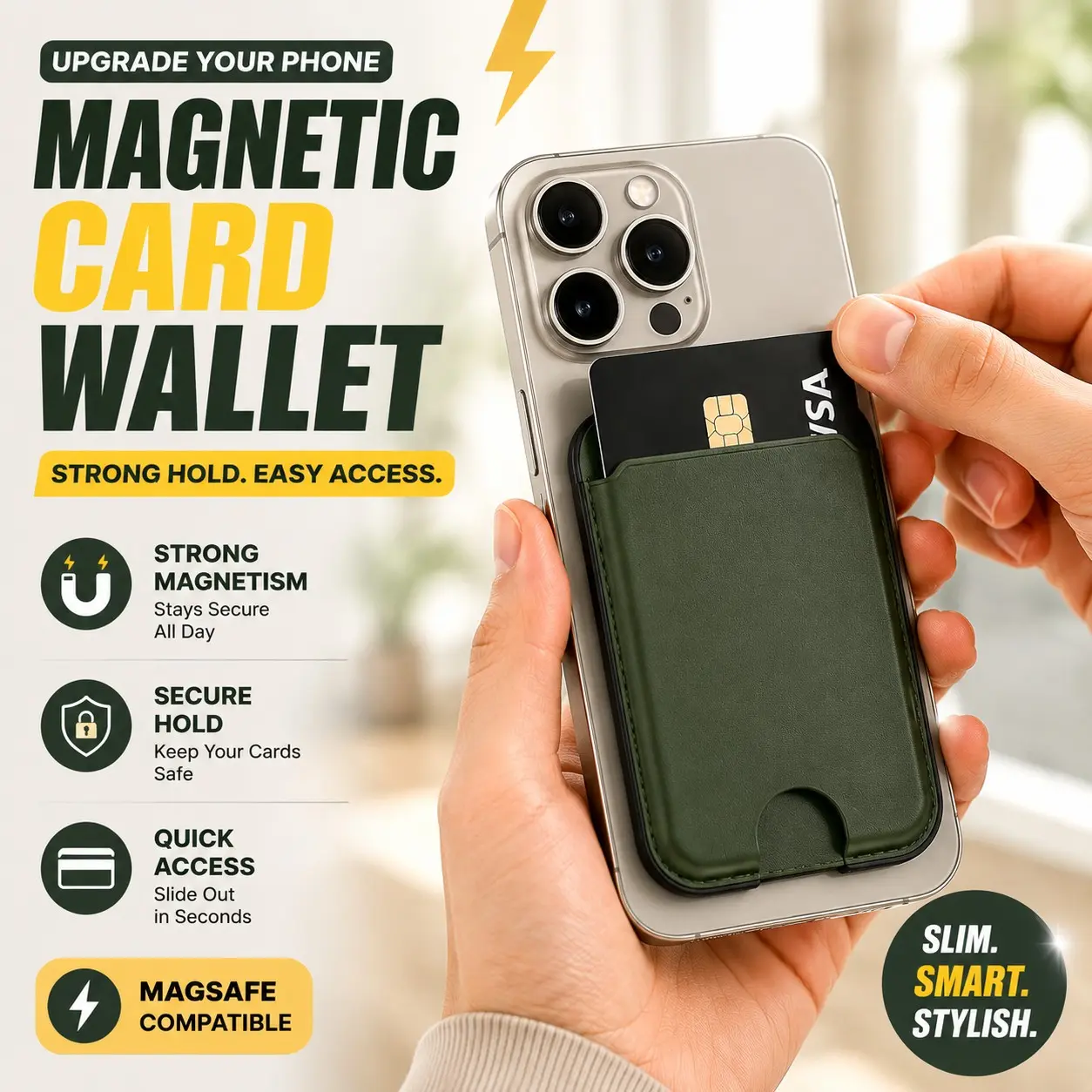 Magsafe Phone Holder Card Case, Rotatable Stress Relief Multi-Angle PU Card Wallet, Convenient Smartphone Accessory, Durable Design, Durability