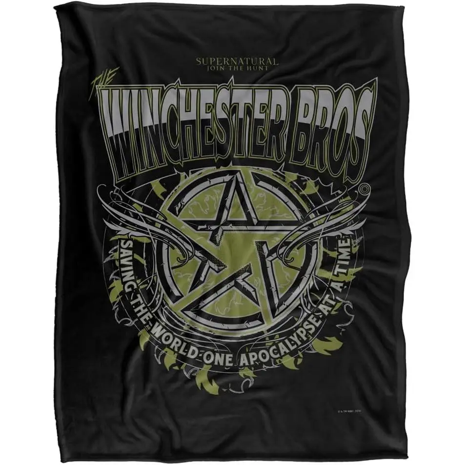 Supernatural Winchester Bros Anti-Possession Symbol Cotton Fabric 1-Piece Flannel Throw Blanket, Dark Fantasy TV Show Warm Home Blanket, Room & House Decor Gift for All Ages Fans