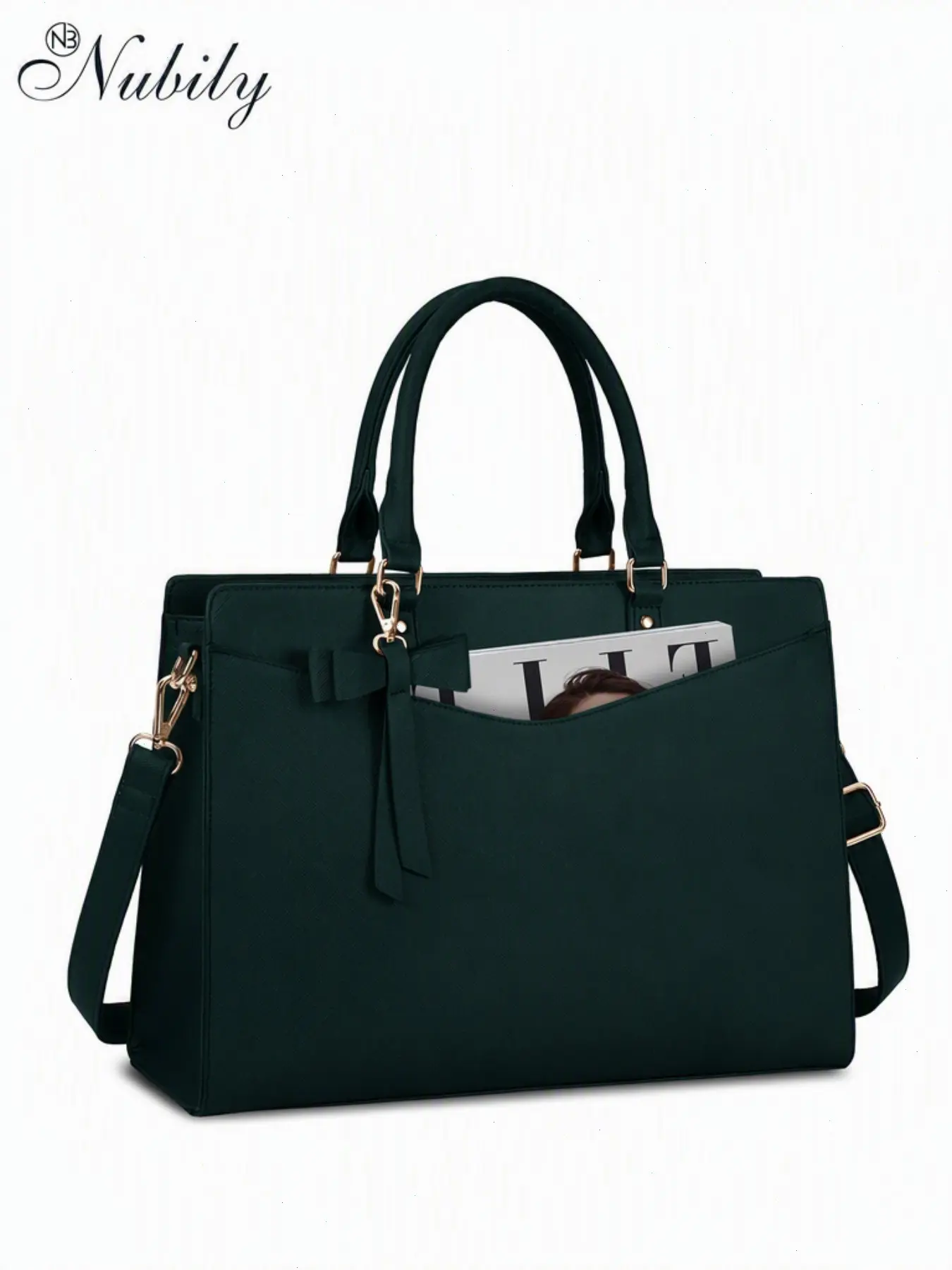 Laptop Bag for Women 15.6 Inch, PU Tote Bag, Business Office Work Bag, Waterproof Briefcase, Computer Tote, Lightweight Handbag, Shoulder