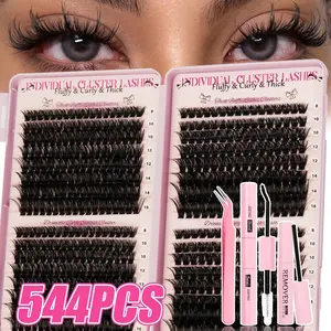 Cluster False Lash Extensions, Natural Look, Lightweight & Fine Effect, Ideal for Makeup, Cosplay, Home Use, D Curl, Mixed Length, Makeup Lash Clusters