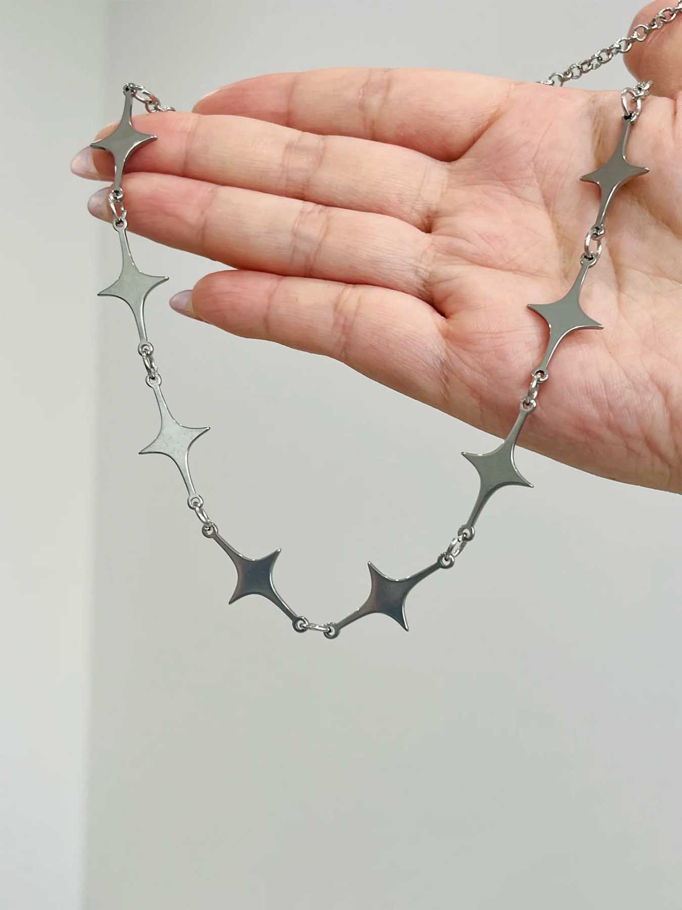 1 Piece Y2k Trendy Stainless Steel Star Chain Necklace, Necklace Layering Clasp, Minimalist Punk Women's Street Style Party Personalized Spice Girl Necklace Accessories, Modern Versatile Accessories