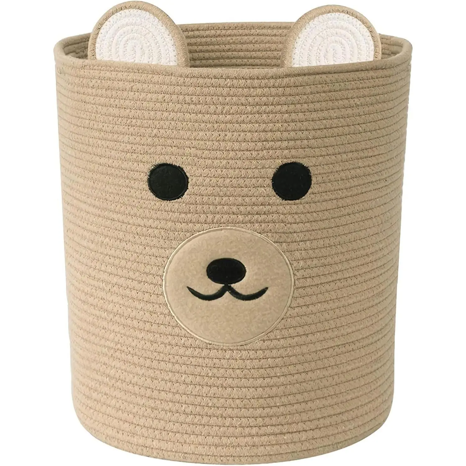 Bear Basket for Nursery, Baby Baskets for Storage, Baby Shower Baskets, Laundry Basket, Storage Hamper for Children Kids Toy Plant Indoor Corner (Light Brown)