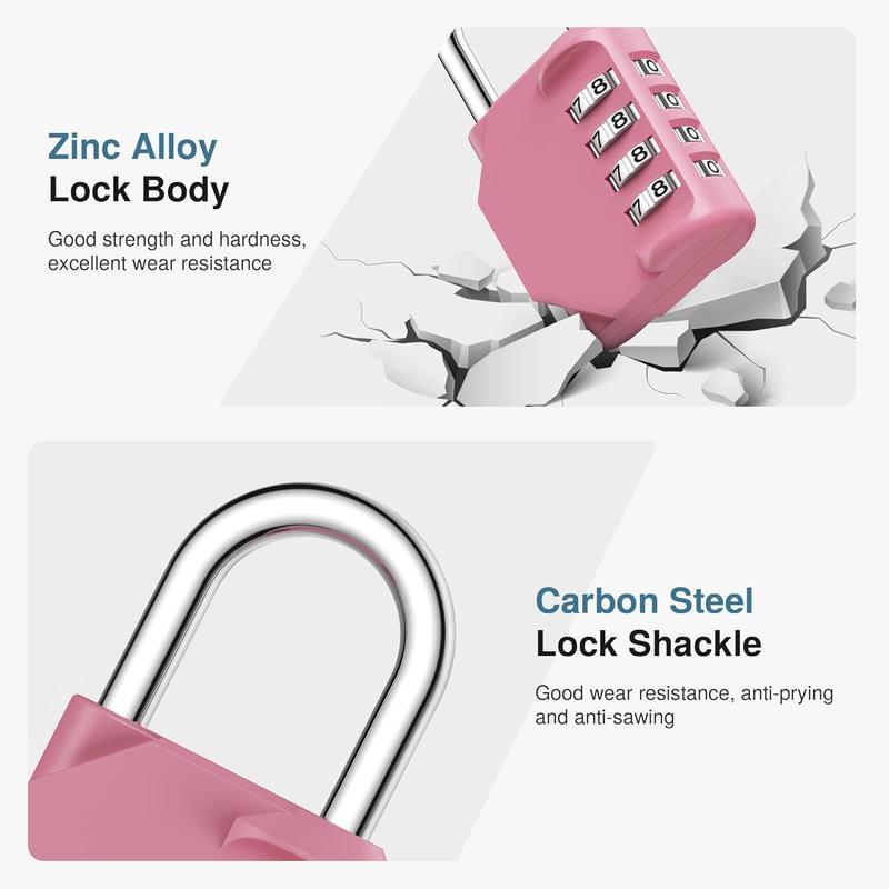 Combination Lock 4 Digit  Locker Locks Secure Outdoor Padlock for Gym Lockers, Toolboxes, Gates, Fences, Storage,  Locker (Rose Pink)