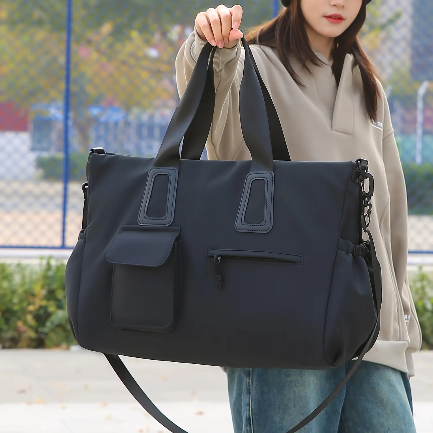 Women's Multi-Functional Travel Bag - Large Capacity, Dry/Wet Separation, Non-Slip Durable Oxford Fabric, Portable with Shoulder Strap & Zipper Closures - Available in Black, White, Brown, Travel Shoulder Bag |   Sleek Modern Bag |   Nonslip Construction