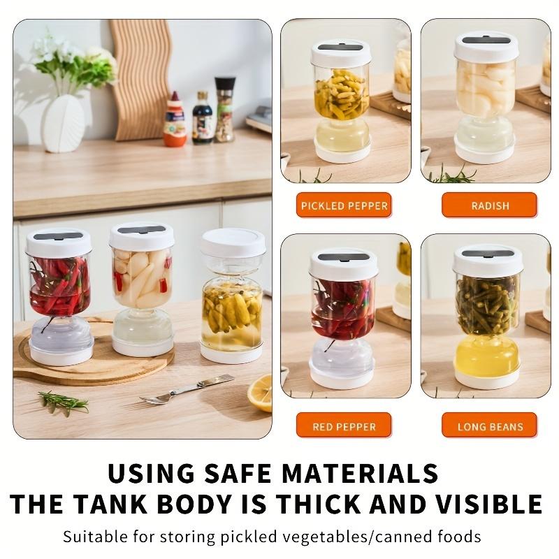 1pc Pickle Jar with Fork — Wet & Dry Separation Container for Pickles and Olives — Food Storage Jar
