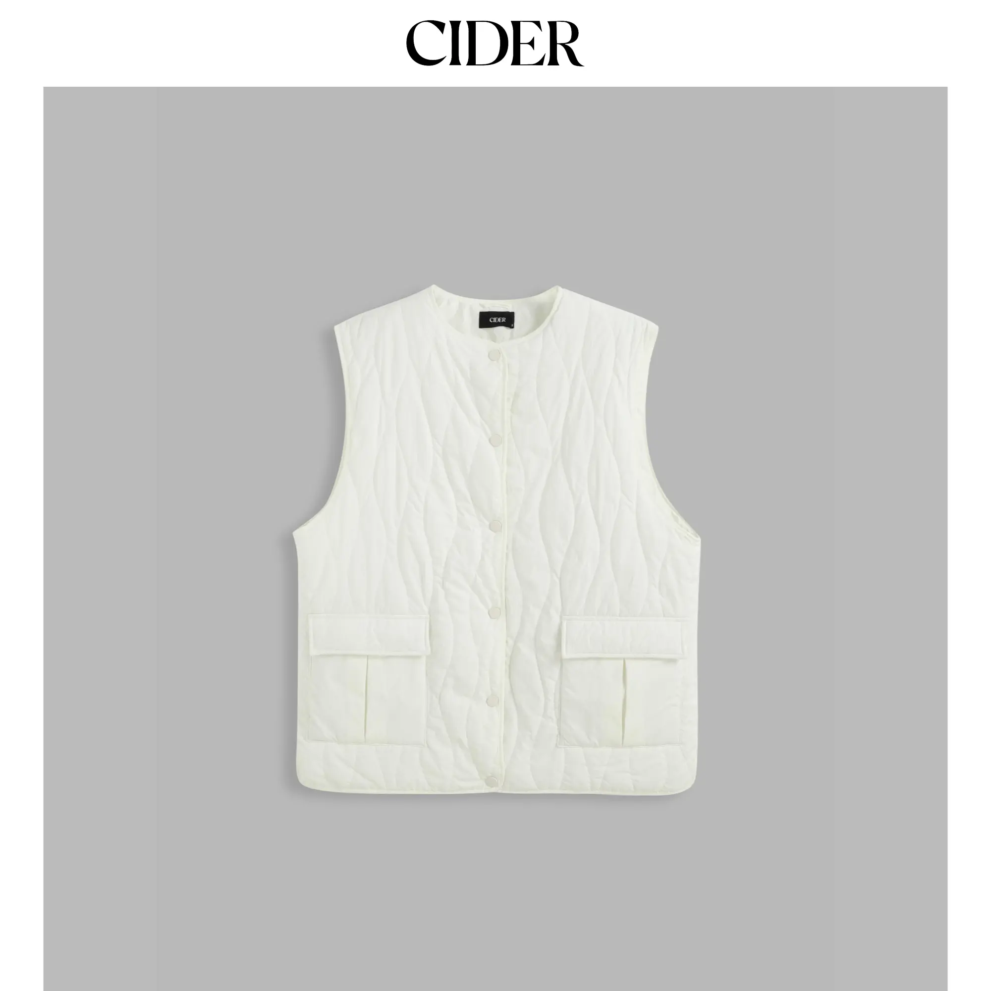 Cider [size 4-10] Round Neck Geometric Puffer Vest SohoChic