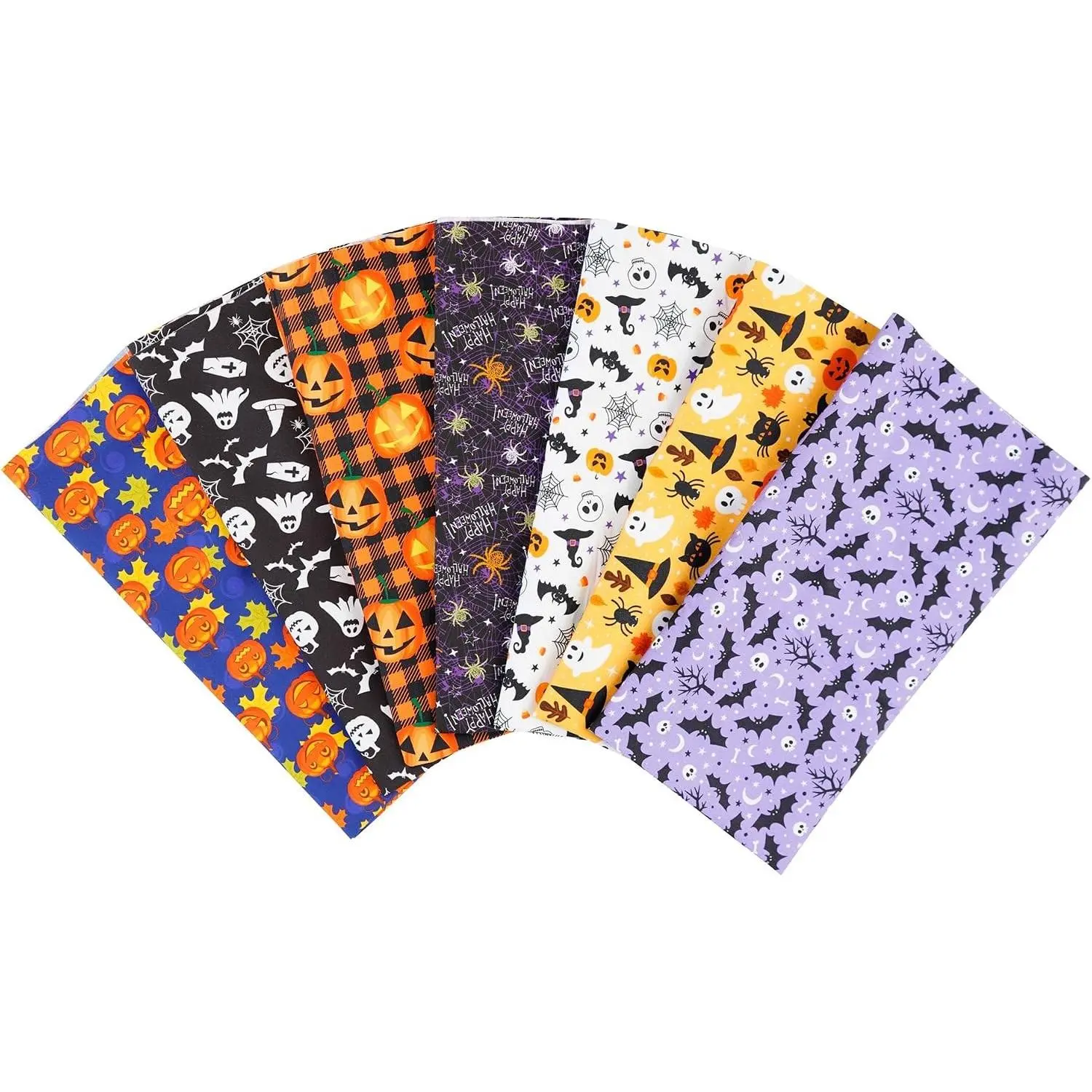 7PCS 20" x 20" Halloween Christmas Cotton Fat Quarter Fabric Bundles for Patchwork Quilting Sewing DIY CraftingGift