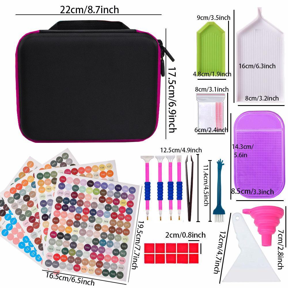Diamond Arts Colorful Painting Carrying Case & Tool Set, 1 Set Handheld Multifunctional Diamond Arts Tool Storage Container, DIY Painting Tool Supplies, Diamond Art Tools