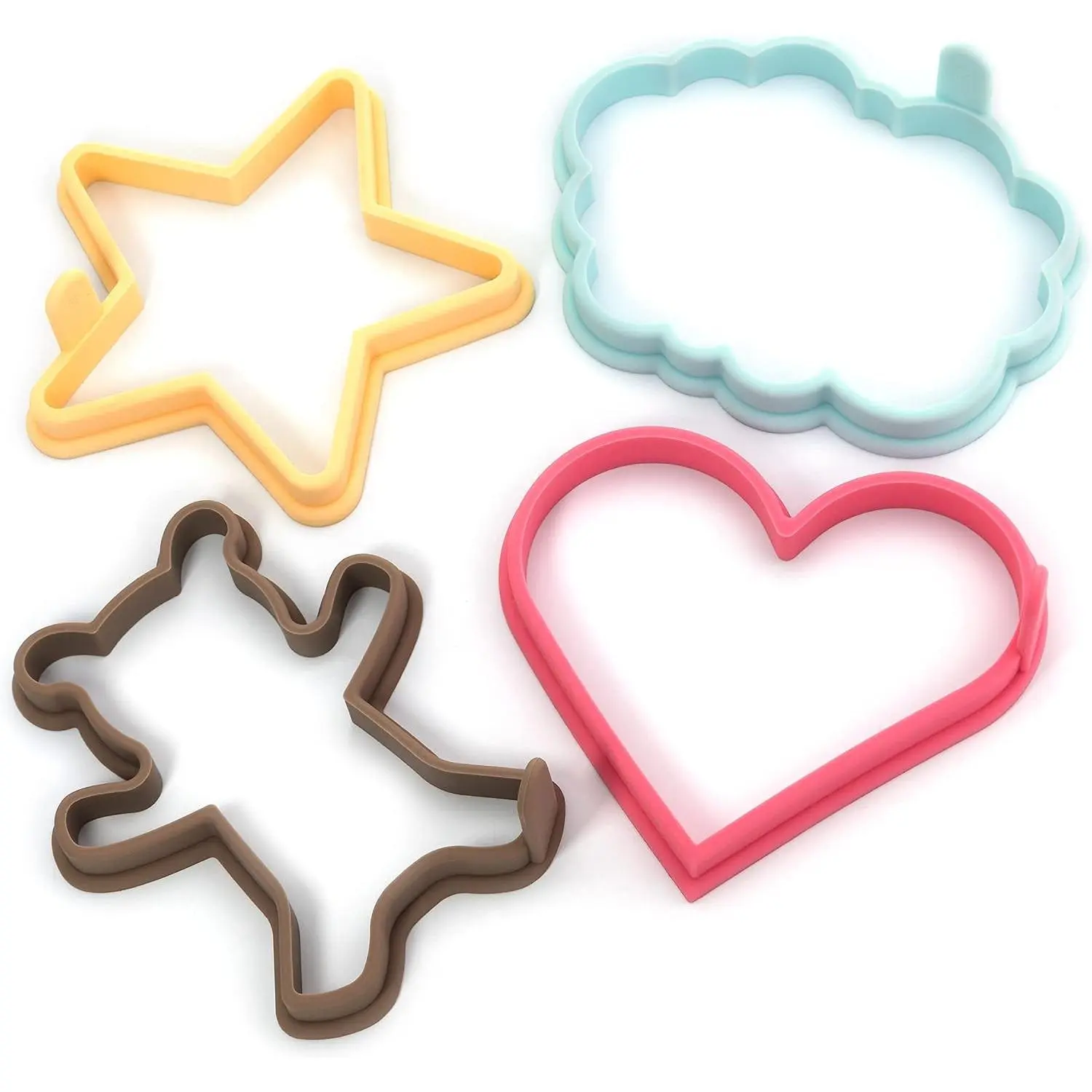 4 Pack Silicone Pancake Molds - Heart Star Teddy Bear Cloud Shape Premium Nonstick Pancake Shaper for Kids, Pancake Maker Mold for Griddle