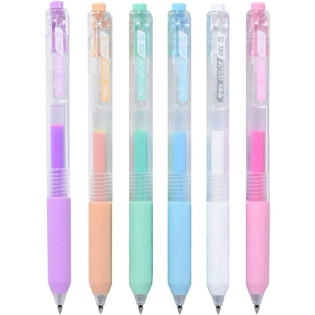 0.5mm Fine Point Milky Gel Pens, Retractable Color Gel Pens Colorful Gel Ink, Smooth &  for Journaling, Drawing, Sketching, Adult Coloring Books & Note Taking – 6 Pack