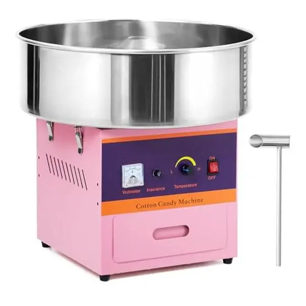 Garvee 1000W Commercial Cotton Candy Machine with 21" Stainless Steel Bowl, Digital Temperature Control (149℉-473℉), Sugar Scoop, and Drawer; Ideal for Home Parties, Birthdays, Carnivals