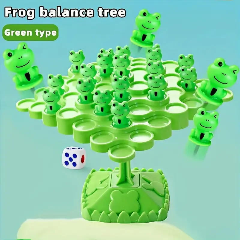 Frog Balance Tree Board Game - Plastic Interactive Toy with Balancing Blocks, Frog Figures, Attention Training, Multi-Level Play, Stacking Pieces, Family Puzzle, Christmas/Birthday Gift