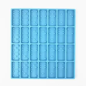 1count Blue Mold for Epoxy Domino Mold for Resin Candy Molds Clay Mold Dominoes Molds 28 Cavities Silicone Mold for Pendant Epoxy Molds Cake Jewelry Making Too Game Crafts