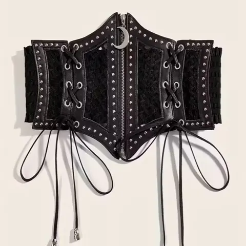 Women's Elastic Waist Belt Y2K Millennial Fashion Retro Moon Punk Style Webbing Tie-Inseam Adjustable Outerwear Decorative Belt, Perfect Gift for Holidays