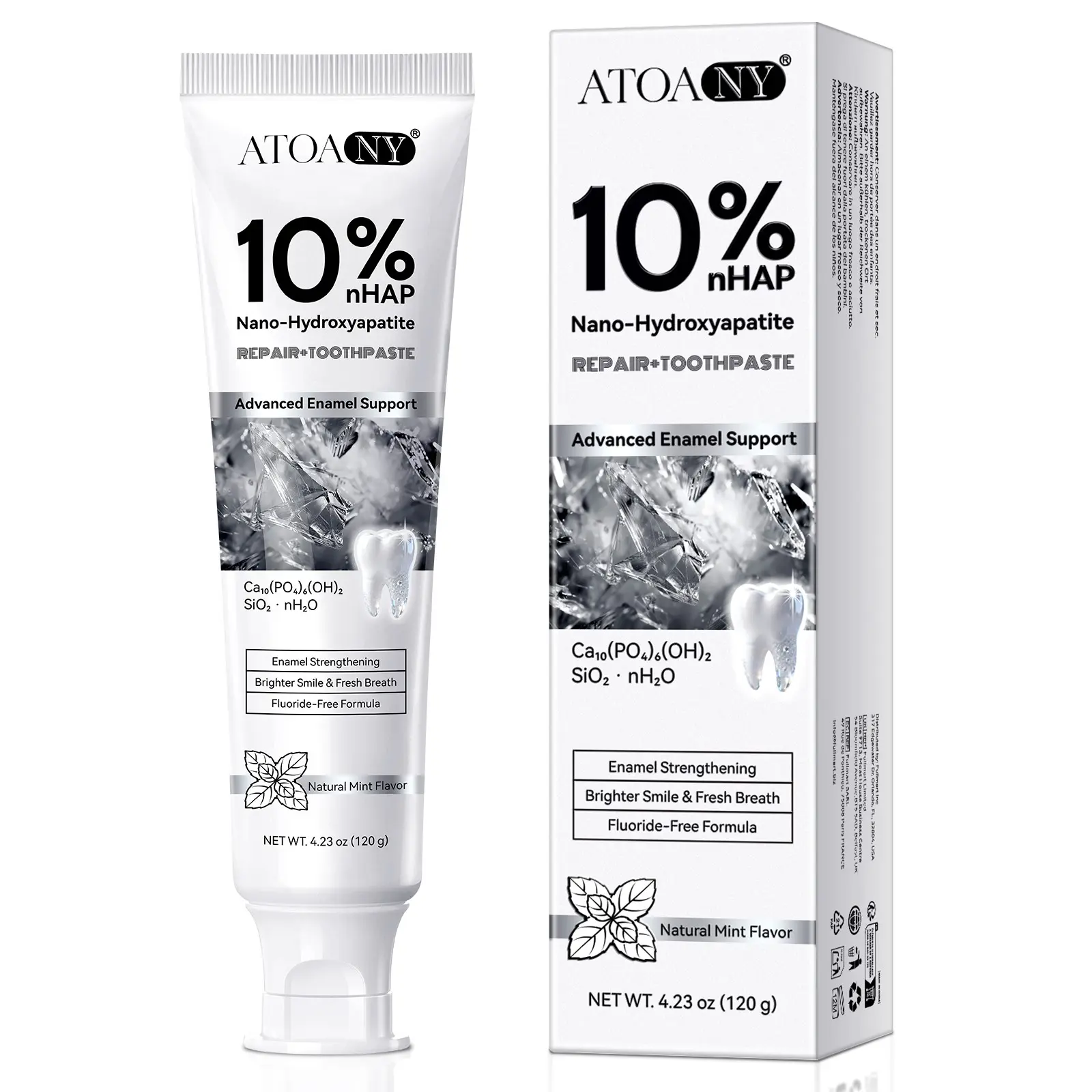 10% Nano Hydroxyapatite Toothpaste, Enamel Protection, Fluoride-Free, Daily Oral Care, Reduces Sensitivity, Brightens Teeth, Mint Flavor, Unisex