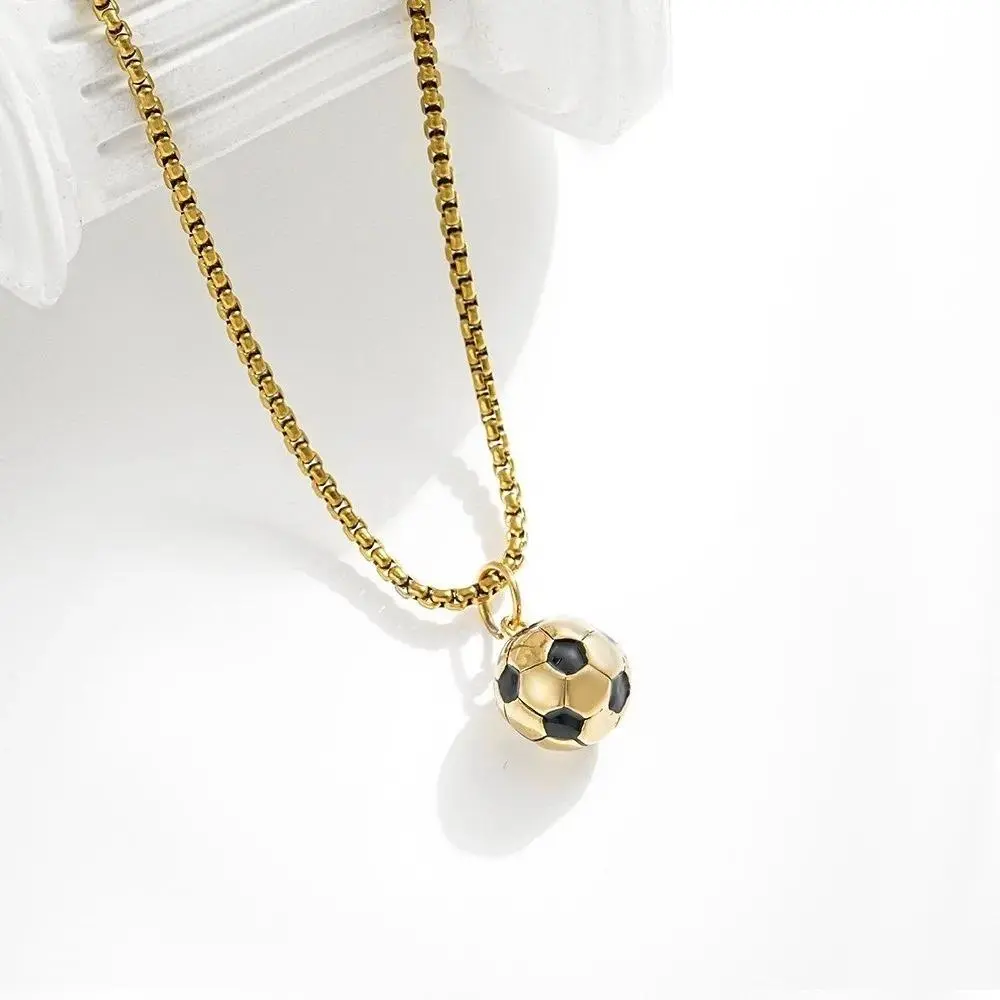 Waterproof Football Pendant Necklace for Men Women, Tarnish Free Titanium Steel Chain, Hypoallergenic Game Day Sports Fan Gifts for Him Her