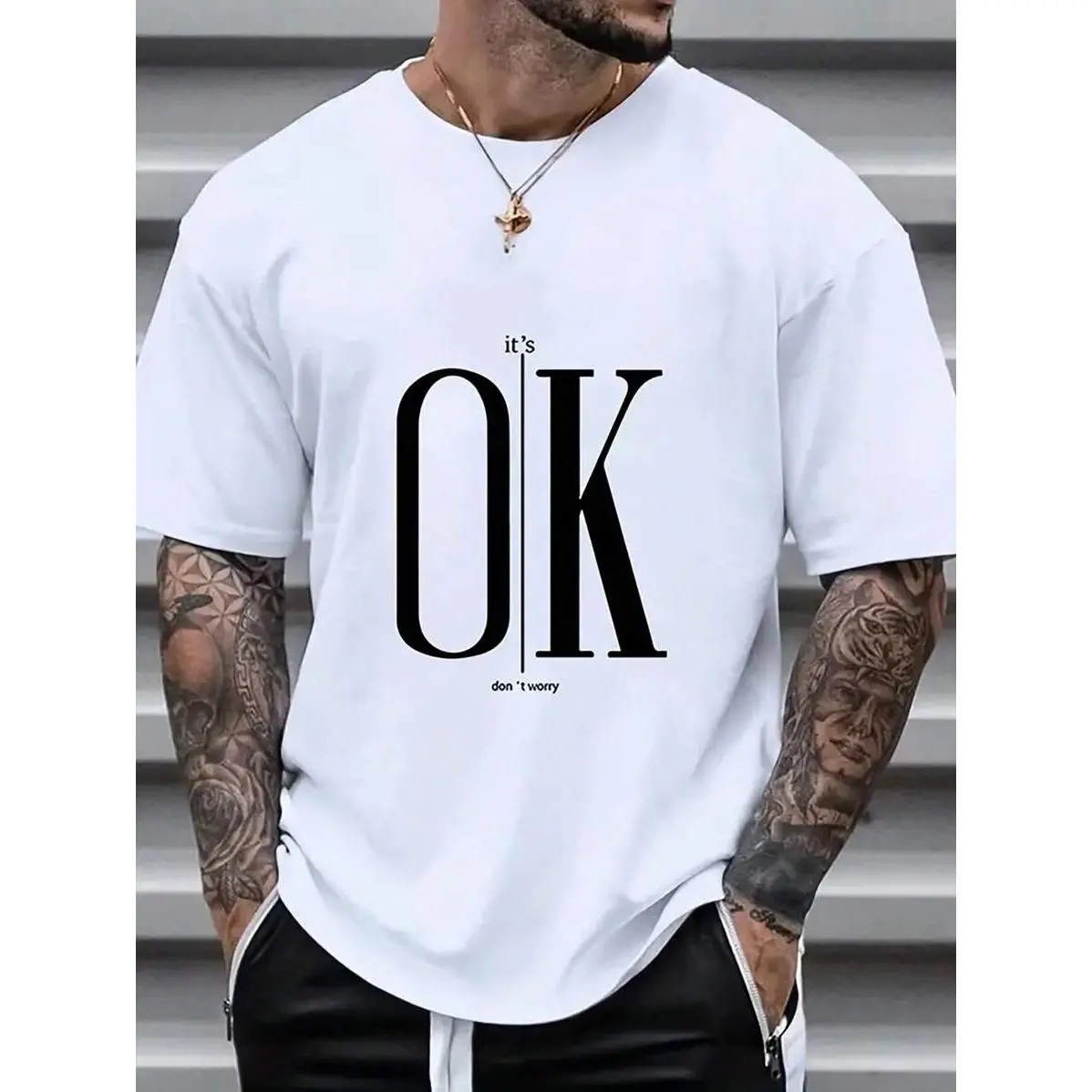 Manfinity Dauomo Men Slogan Graphic Tee