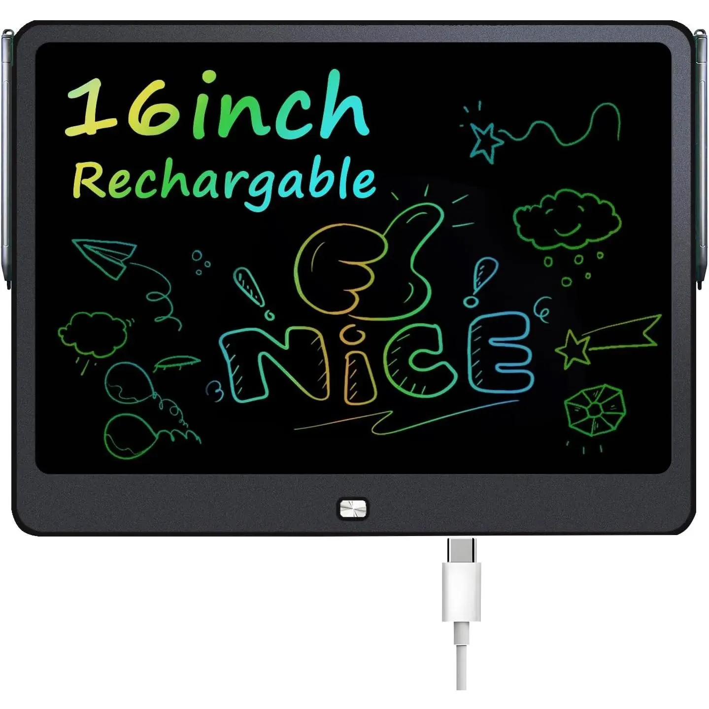 Rechargeable LCD Writing Tablet for Kids, 16 Inch Colorful Drawing Tablet, Educational Toddler Drawing Pad, Reusable Learning Toys for Kids (Ages 3-12), Ideal Gift for Christmas Birthday (Pink)