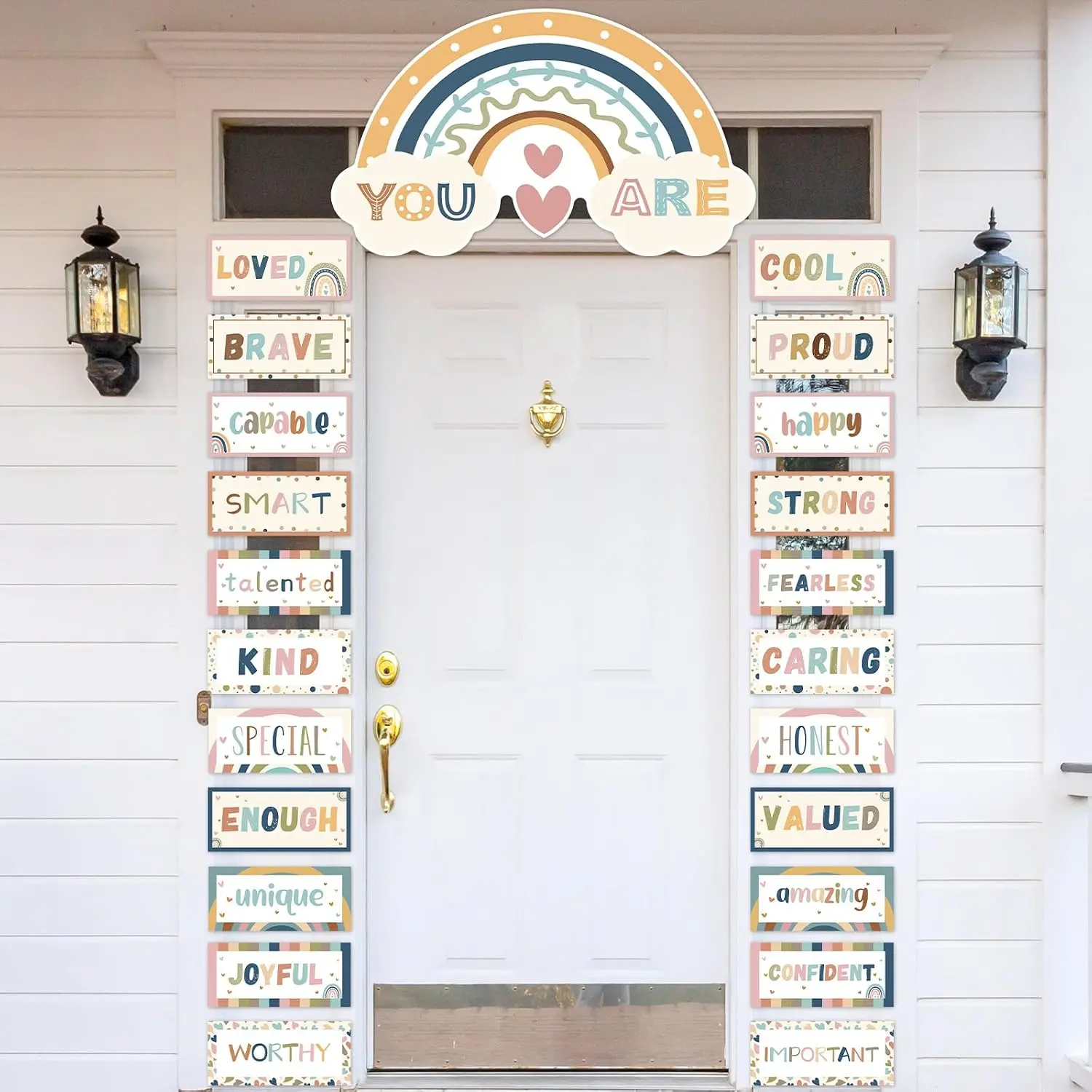Boho Classroom Door Banner  to School Positive Affirmation Door Decorations, Motivational Rainbow Cutouts Sign Background for Classroom Bulletin Board Wall Office  Welcome Decor