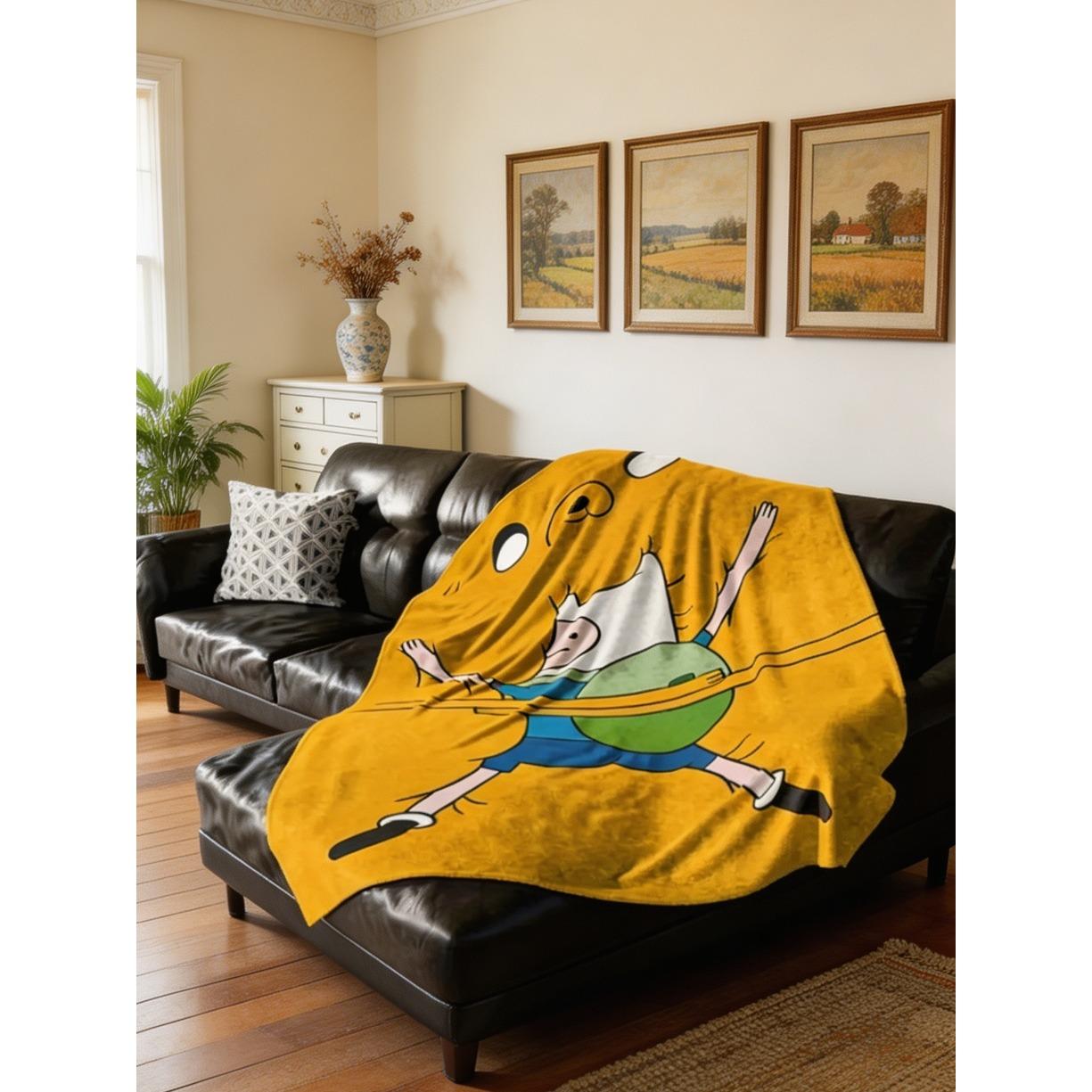 Adventure Time Flannel Blanket, Finn Cartoon Throw Blanket, Soft Cozy Blanket for Sofa Bed, Home Decor, Perfect Gift