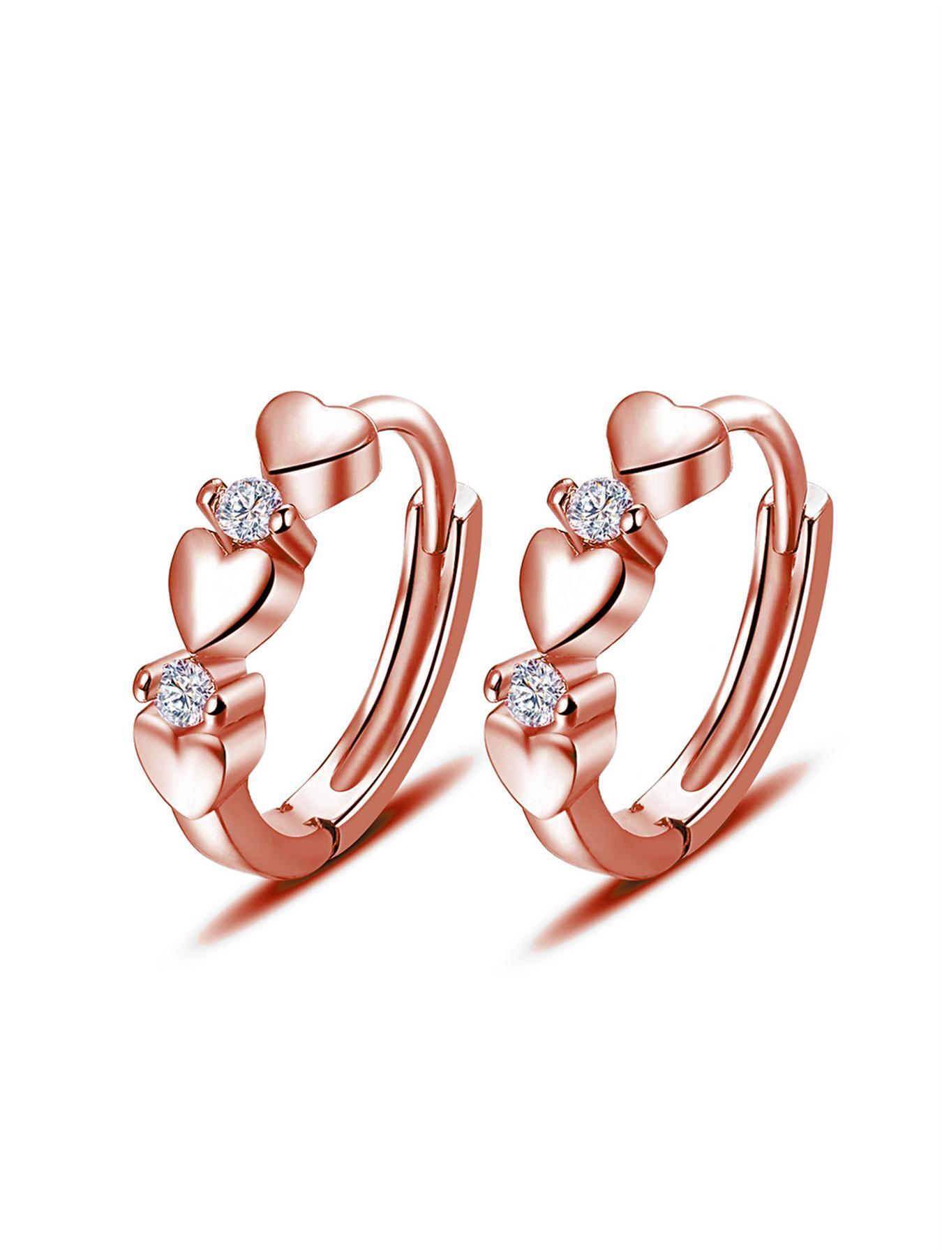 Cute Rhinestone Decorated Heart Shaped Earrings, 2pcs Elegant Fashion Hoop Earrings, Anniversary Wedding Party Jewelry Gifts for Women