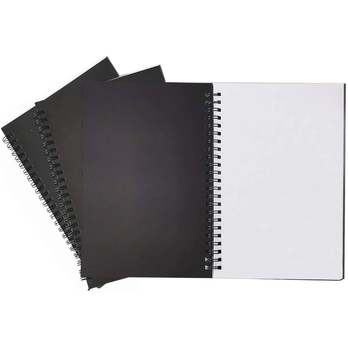 Spiral Notebook, 3Pack Spiral Journal, Thick Pure White Paper 120 Pages Wirebound Notebooks, Sketch Pads& Planner(Black