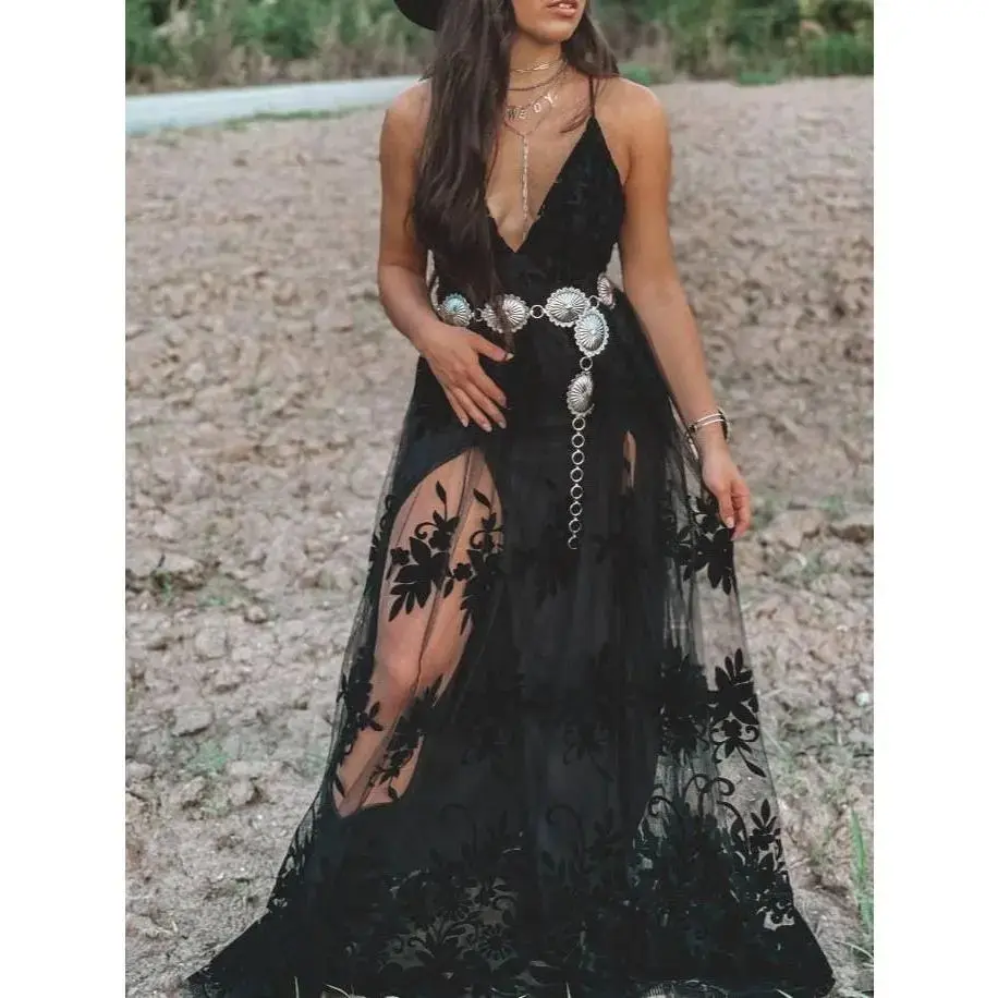 Southern Country cowgirl Coachella Lace flare dress