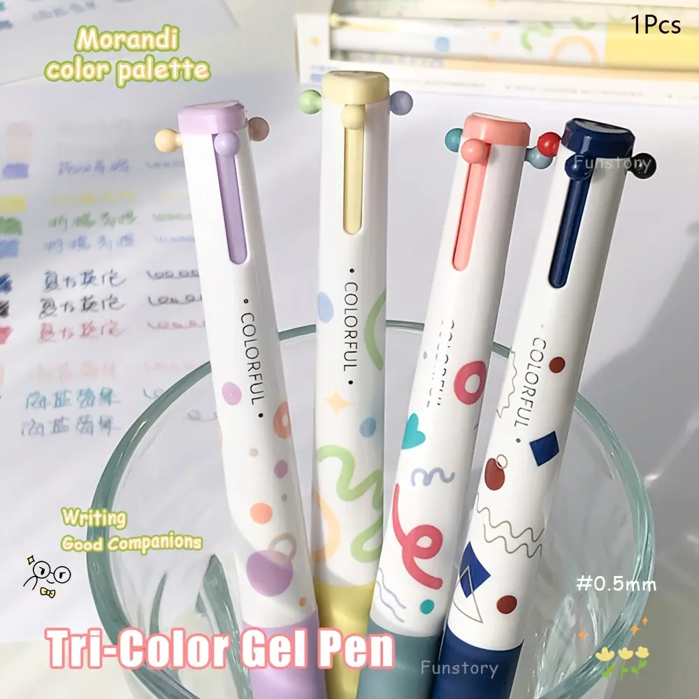 Single pack multi-color neutral pen 0.5mm simple three-color pen, marker, diary pen, triangular pen holder, drawing pen, learning office supplies