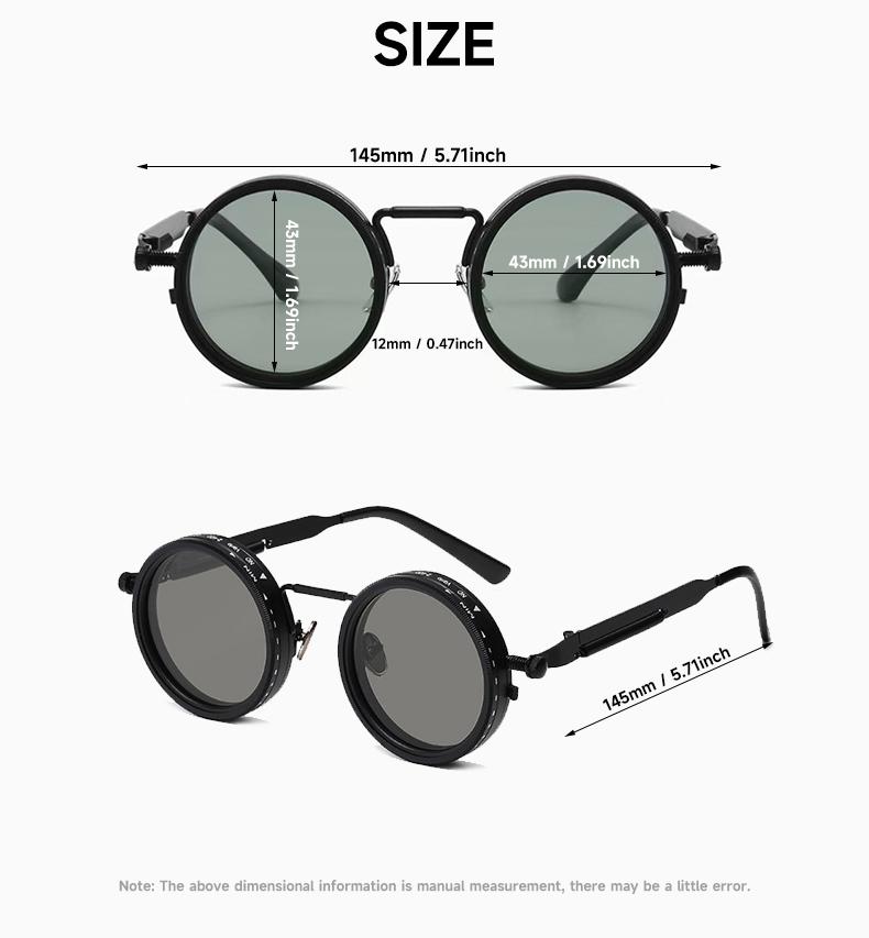 Polarized Round Sunglasses for Men Women, Retro Punk Style UV400 Protection Shades, Clear Vision Eyewear for Fishing Outdoor Activities Polarized Round Sunglasses for Men Women, Retro Punk Style UV400 Protection Shades, Clear Vision Eyewear for Fishing Outdoor Activities