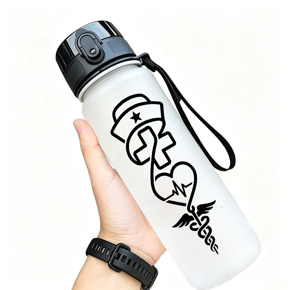 Nurse Appreciation Gift Plastic Water Bottle, 32oz Large Capacity Plastic Water Jug with Medical Symbol Print, Portable Hydration Cup for RN, Nursing Students & Healthcare Heroes