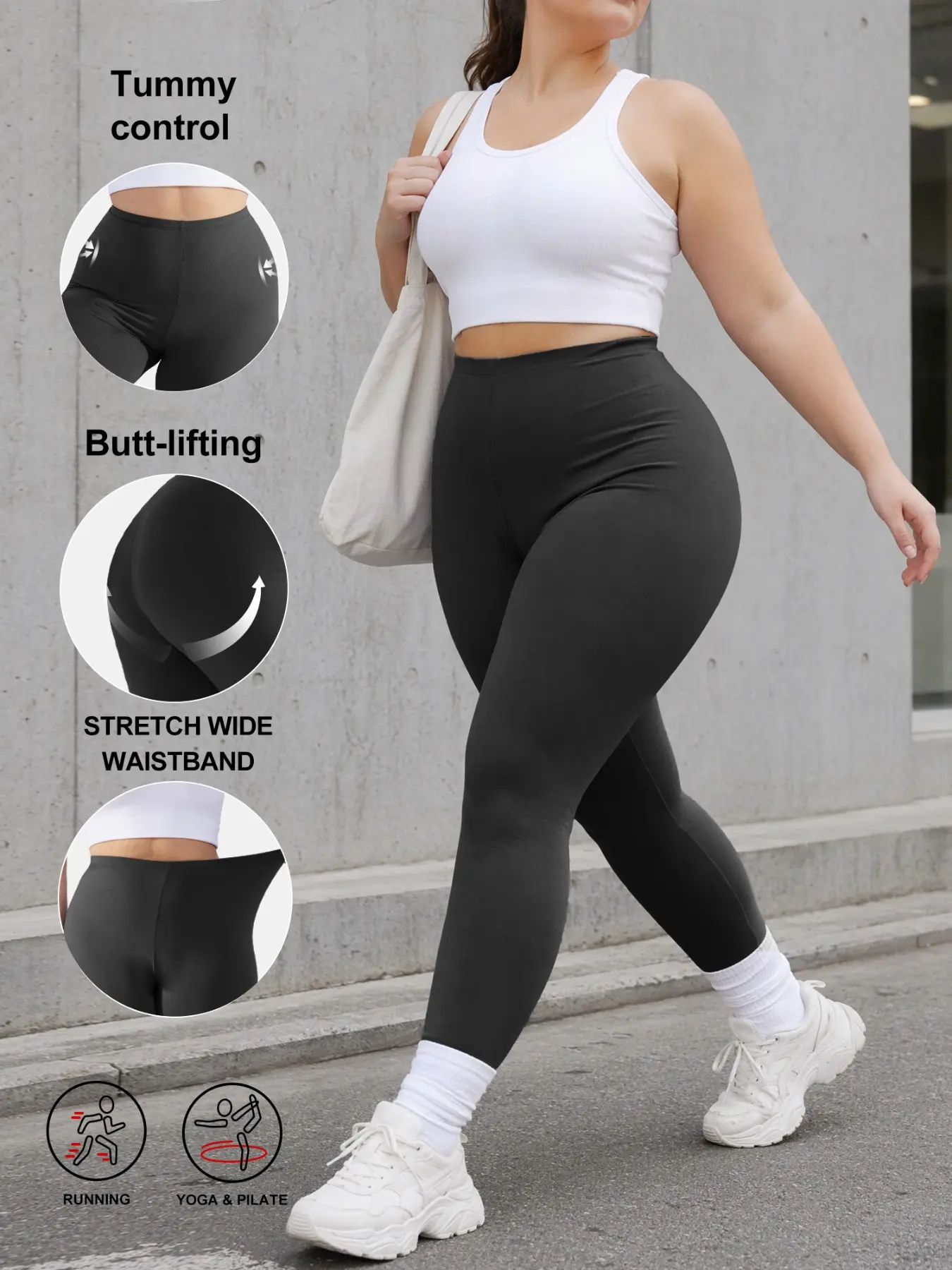 Plus Size Leggings for Women Soft Stretchy High Waisted Tummy Control Full Length Sports Yoga Pants for Running Workout