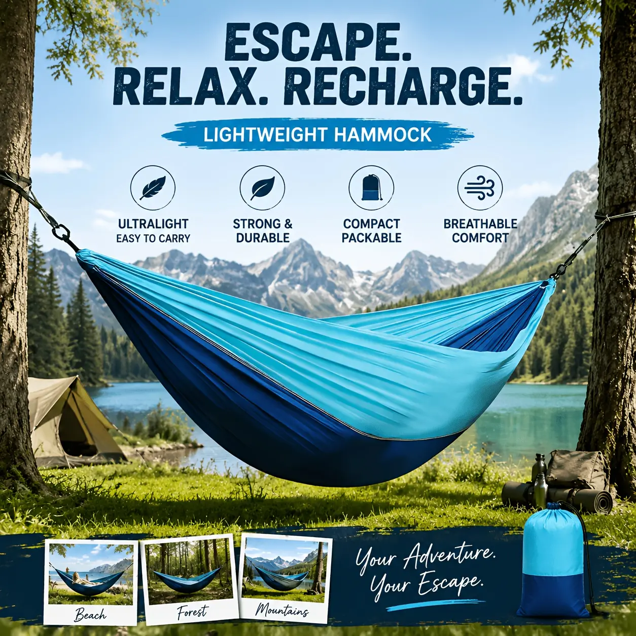 Pool Hammock, Comfortable Safe Stable Transparent Hammock with Anti-Turning Design, Easy-to-Collect for Free Lying Position (Sports & Outdoor Camping Hiking Gear)