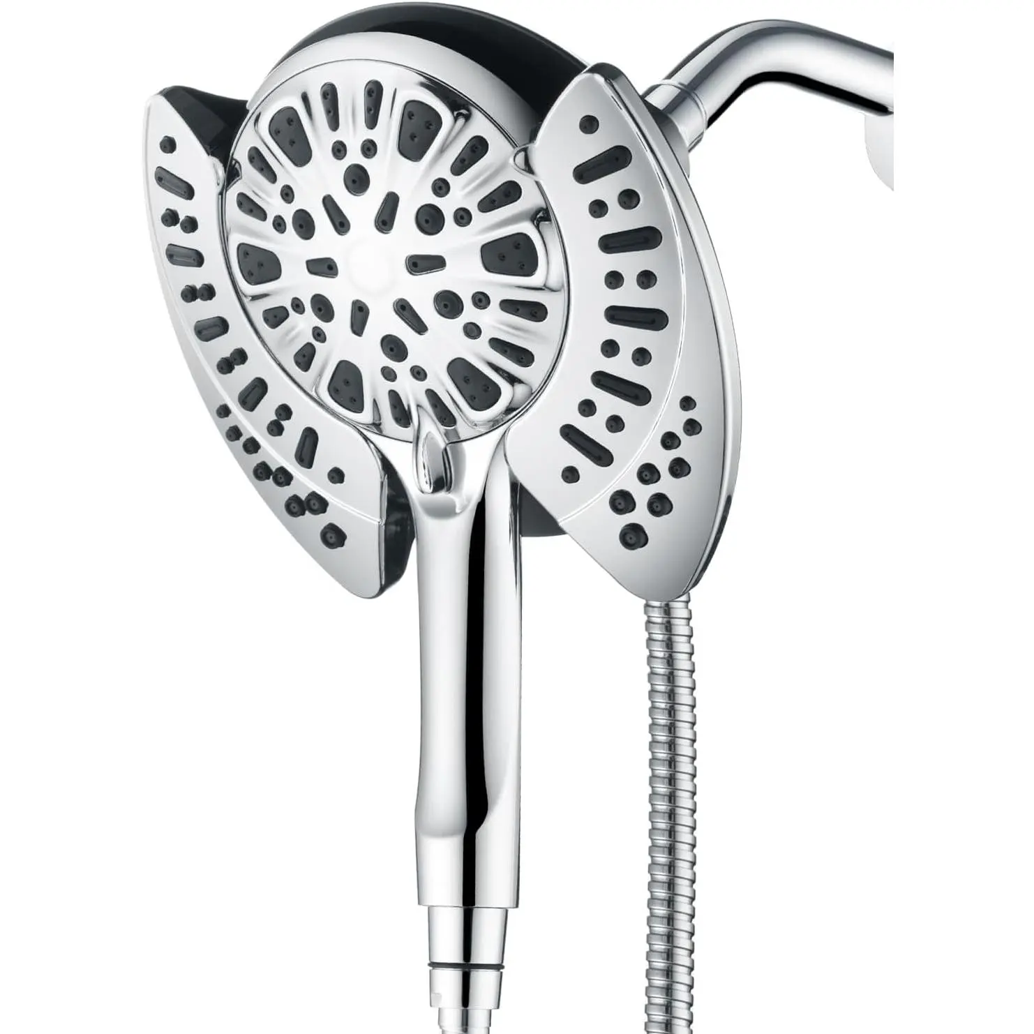 Shower  with Handheld High : Hand Held Shower  & Rain Shower  2-IN-1 Shower  with 59" Rotatable Stainless Steel Hose, Shower Trim Systems, Sliver Oval 2.5 GPM
