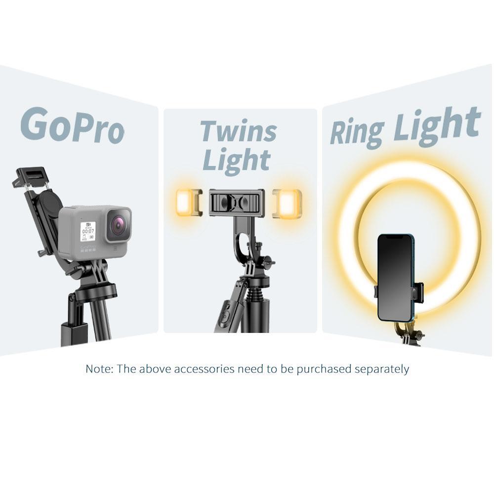 Rotatable Wireless Selfie Stick Tripod with Remote Control, Retractable Phone Tripod Stand for iPhone, Samsung Galaxy and GoPro Action Cameras, Camera Accessories