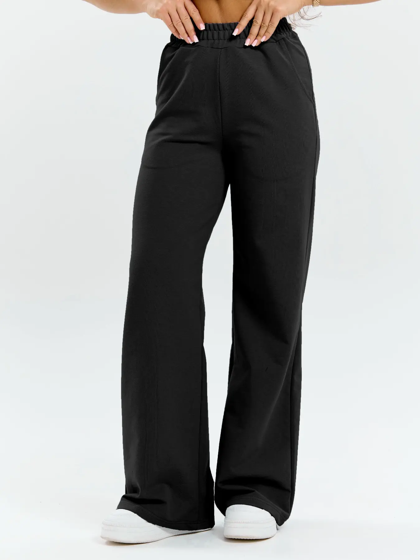 Comfortable Wide Leg Pants, High Waist Elastic Waist, Casual Long Pants, Loose-Fitting, Spring & Fall, Home Wear,Black Pants
