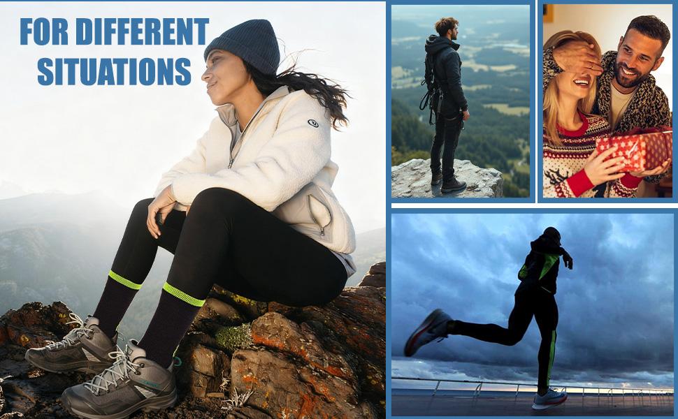 Merino Wool Hunting Hiking Crew Socks for Men & Women,Ski Socks Warm Breathable,Sport Socks 3 Pairs