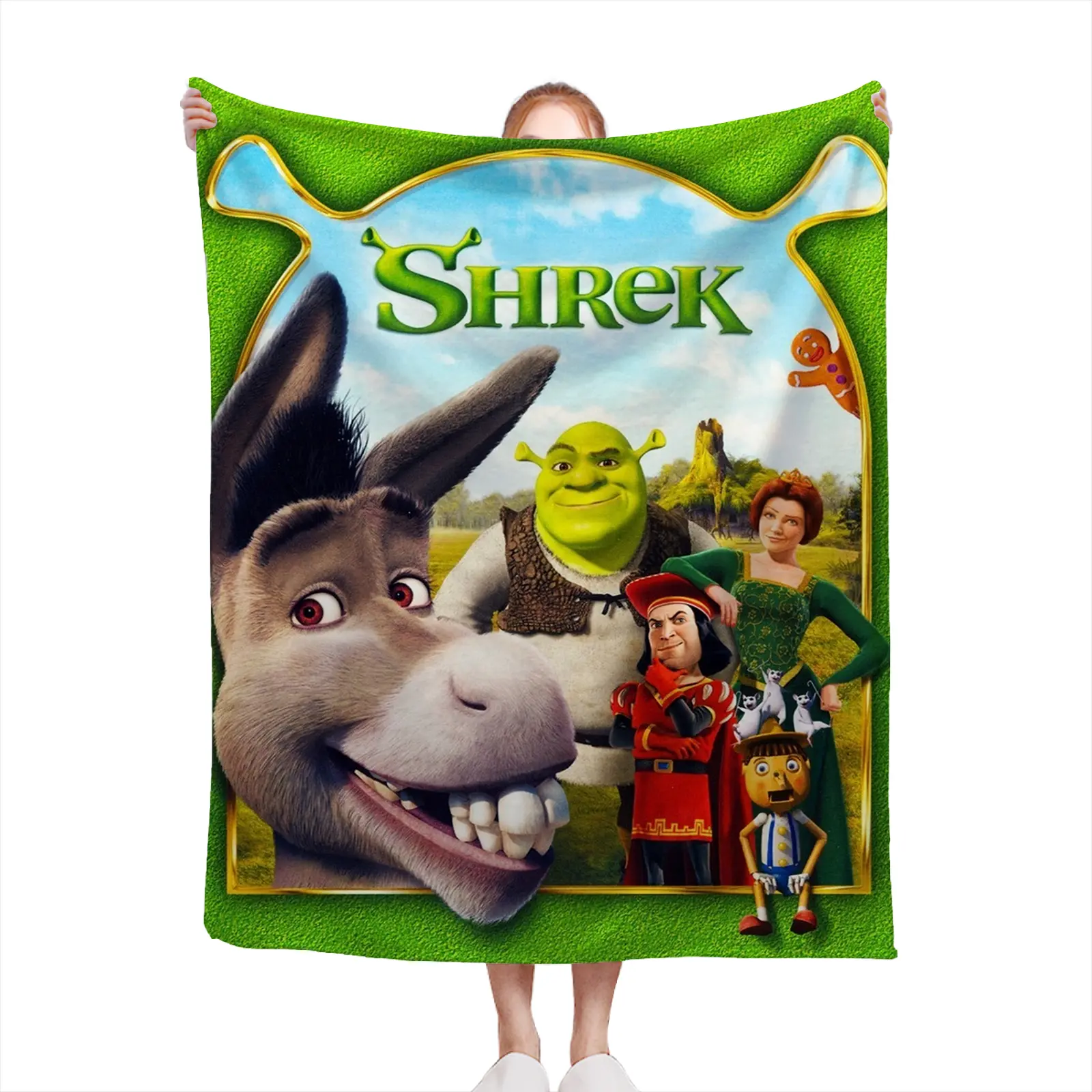 Soft Cozy Throw Blanket Flannel Shrek Movie Print Digital Printed Living Room Bedroom Gift For Fans Kids2607230324