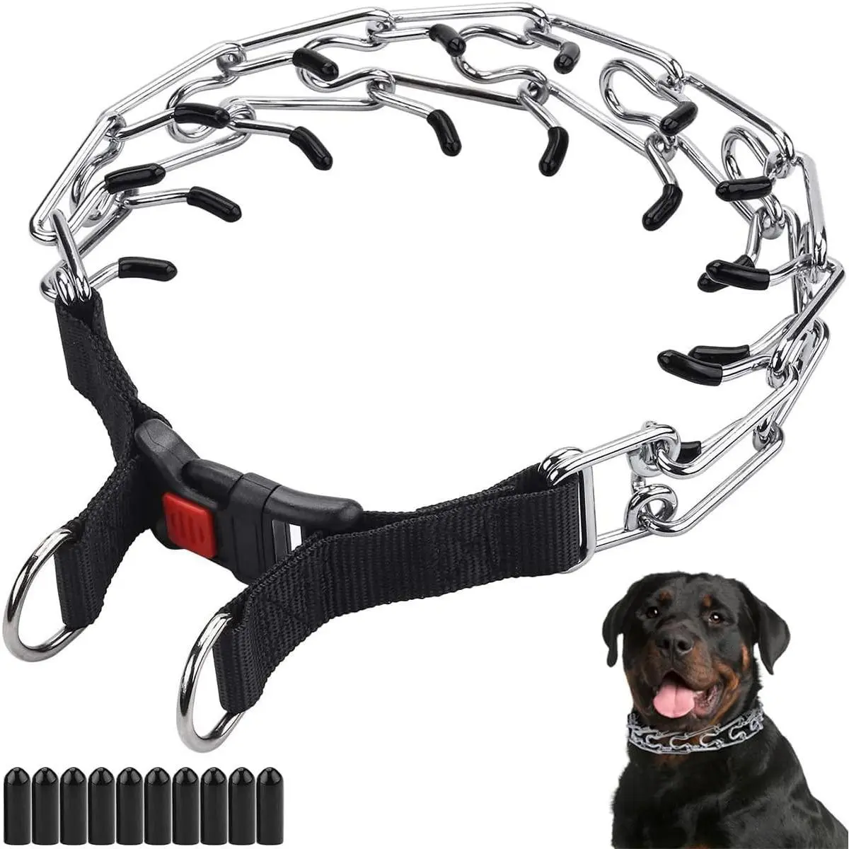 Dog Prong Collar, Adjustable Dog Training Collar with Quick Release Buckle for Small Medium Large Dogs