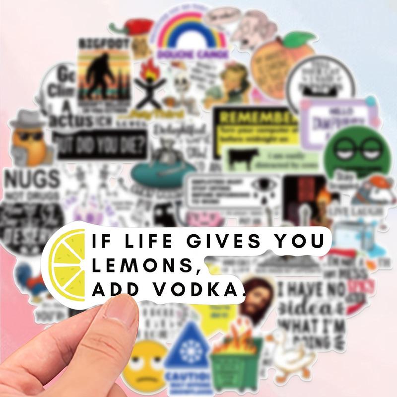 Humorous Vinyl Sticker, 50pcs Reusable Work Sticker, Funny Sticker for Laptop, Luggage, Notebook