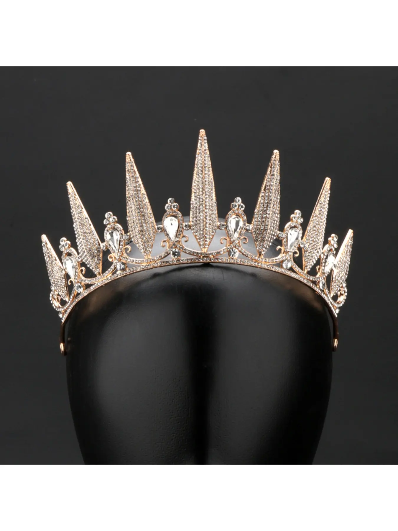 Alloy Rhinestone Halloween Black Semicircle Large Crown Goddess Birthday Hair Accessories Bridal Decorations Cross-border Hot Sale