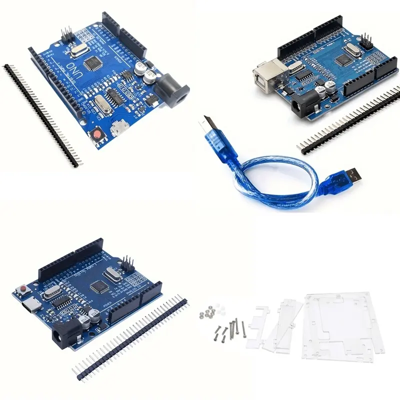 Uno R3 Improved Version Type-C/micro/square with Acrylic Fixed Protective Case, Maker Electronics Science Education Development Board, Compatibility
