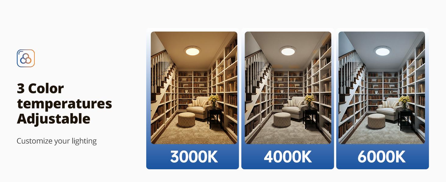 10000mAh Rechargeable Ceiling Light with Remote, 3 Color Temperatures & Brightness Dimmable, Wireless Ceiling Light with Magnetic Design, Battery Ceiling Light for Shower Hallway Pantry