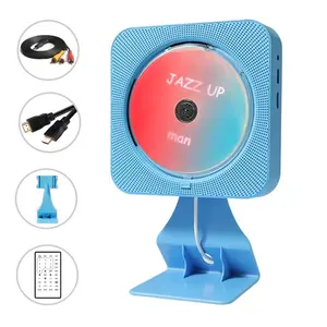 MEGICOT Wireless 5.0 CD/ DVD Player Can connect to TV with AV 1080P Port, Wall Mountable Portable Music Player with Pull-Switch Dust Cover Speakers Remote Control, Support FM Radio CD/ DVD/ MP3/ USB/ AUX Input Output