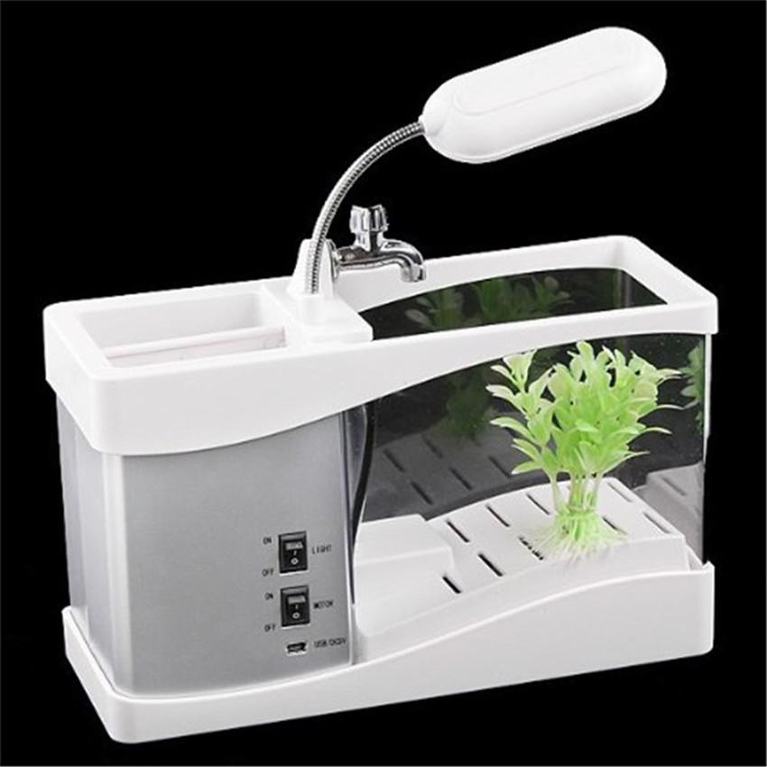 Mini Household Small USB Creative Fish Tank Aquarium Desktop Living Room Ecological Landscaping Goldfish Tank Gift