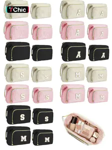 Makeup Bag Travel Toiletry Bag, Corduroy Padded Make Up Bags for Women Makeup Organizer Case, Wide-open Pouch Purse Travel Essentials Toiletries Accessories Brushes Cosmetic Pouch Makeup Storage Bag Zip, Handheld Cosmetic Pouch