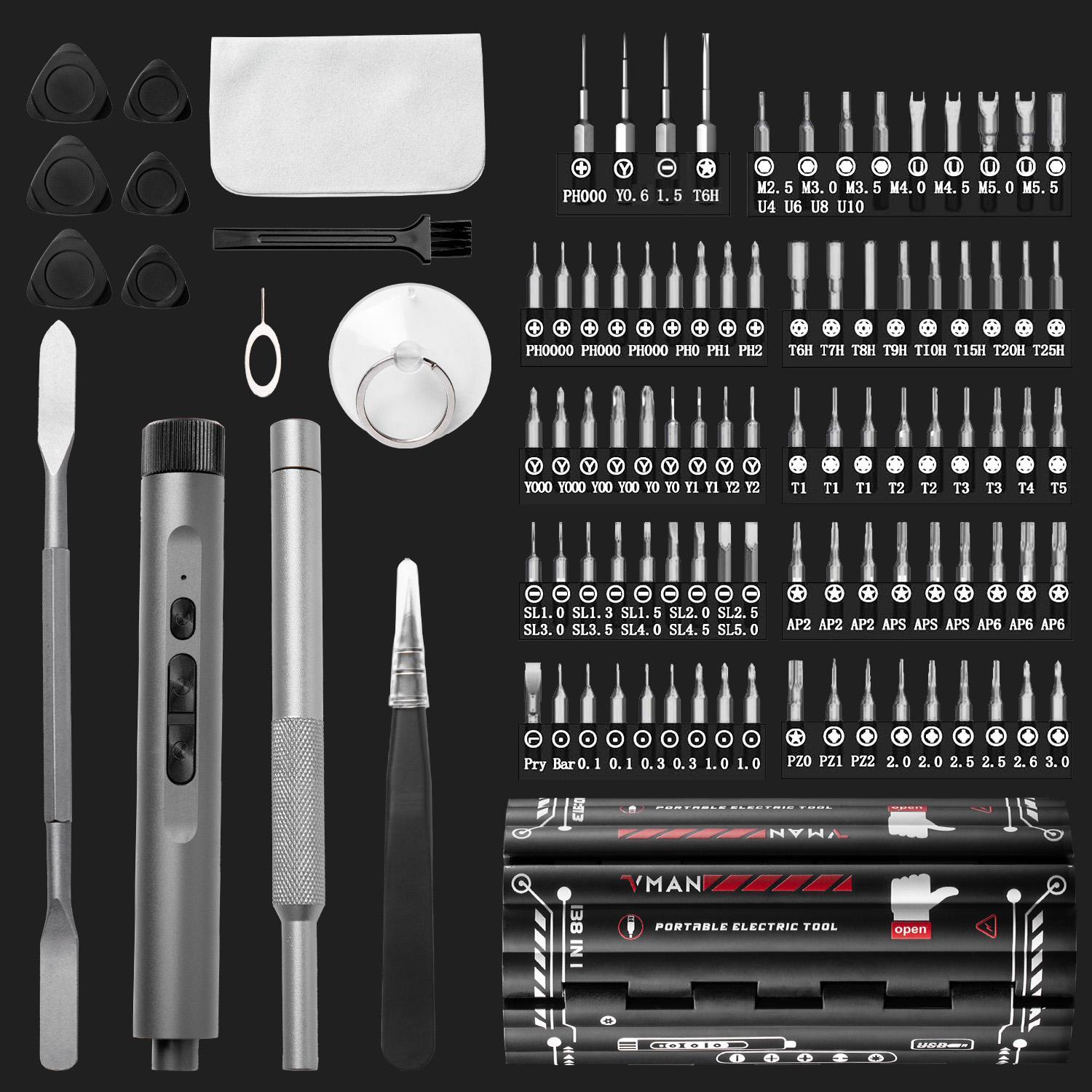 VMAN 138-in-1 Precision Screwdriver Set, 1 Set Multifunctional Electric Screwdriver Kit, Professional Electronics Accessories for PC, Xbox, Phone, Computer